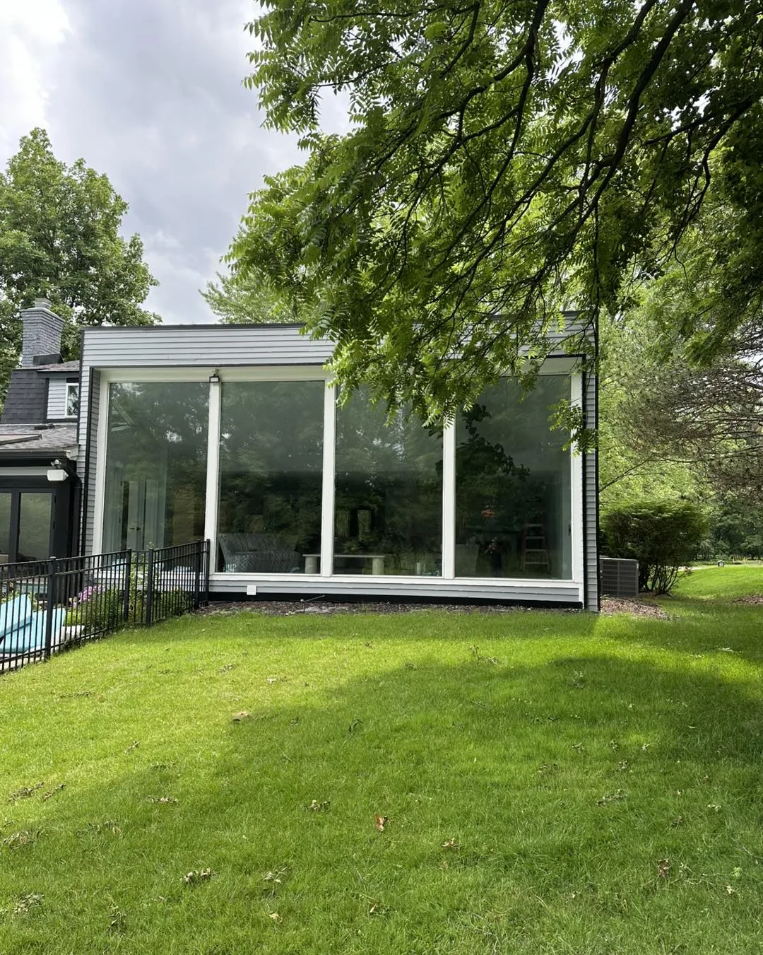 Glass garden room with home window film